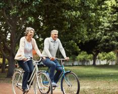 couple biking