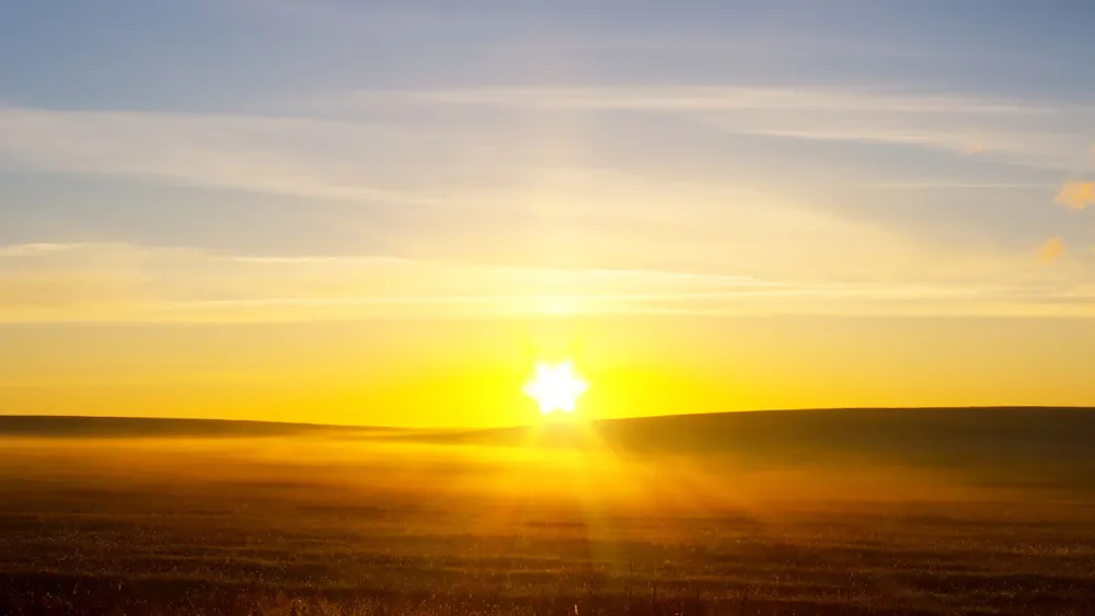 Image of a sunrise over a field